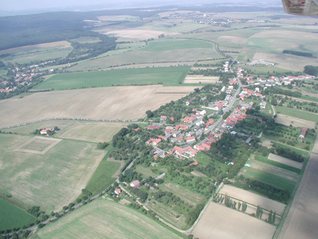 Letecký snímek Horních Nětčic